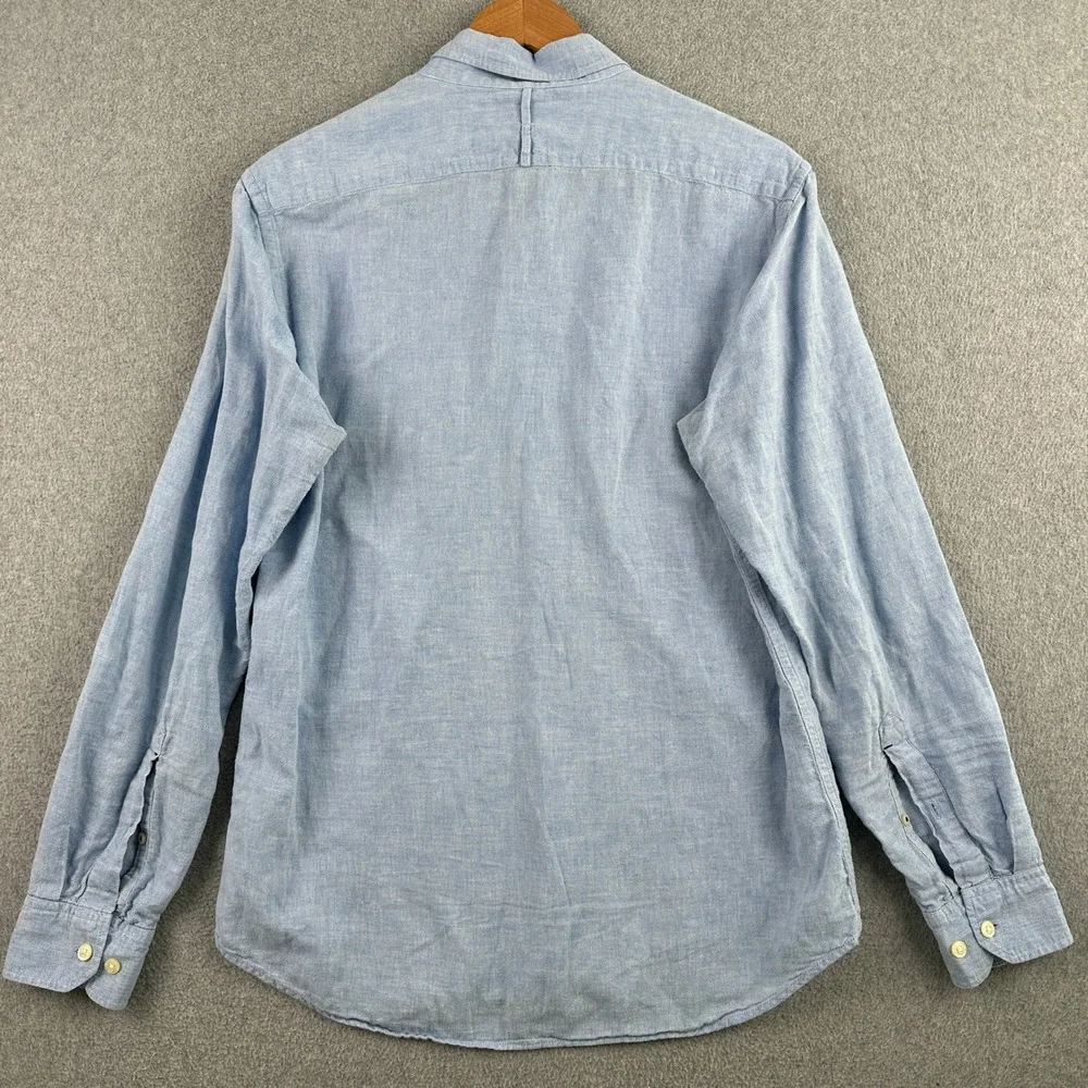 Banana Republic Shirt Mens Small Blue Button Down Linen Cotton Long Sleeve - Picture 2 of 10